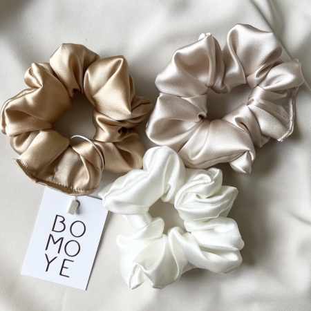 Zestaw trzech jedwabnych scrunchies BOMOYE