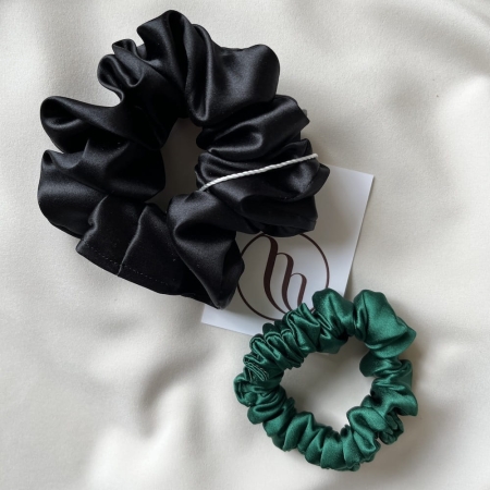 Zestaw dwóch jedwabnych gumek do spinania włosów JEDWAB