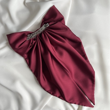 Bordowa jedwabna kokarda do włosów BOMOYE