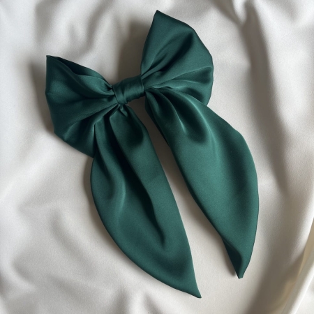 ciemnozielona kokarda do włosów