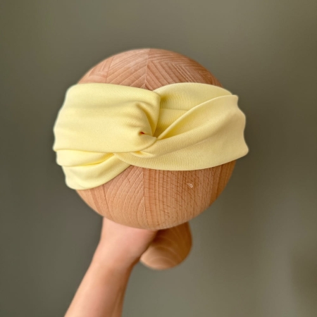 żółta cytrynowa opaska do włosów supełkowa