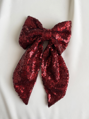 błyszcząca kokarda do włosów na spince