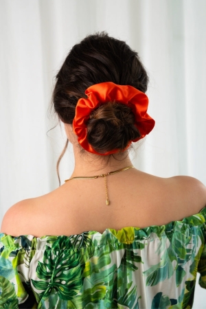 Jedwabna pomarańczowa gumka do włosów FIERO BOMOYE