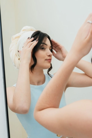turban kremowy do suszenia wlosow